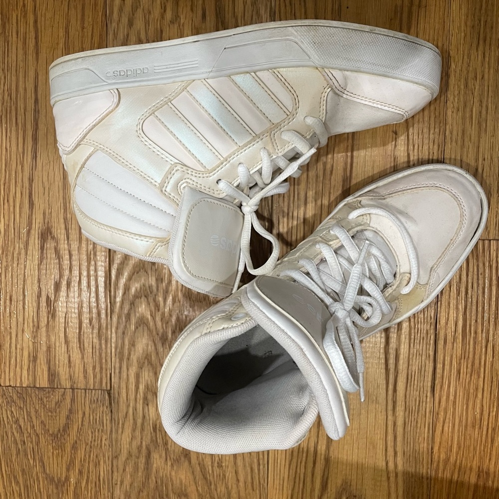Shimmery White/Creamish Hi-Tops Adidas